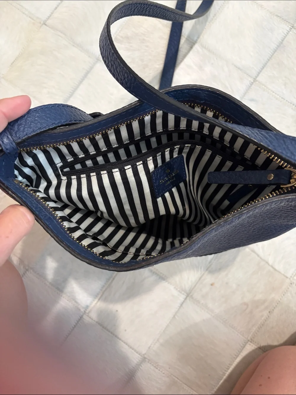 kate spade Navy Pebbled Leather Adjustable Crossbody